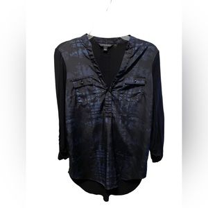 Rock & Republic Double-Sided Navy and Black Quarter Length Sleeve Blouse - Small